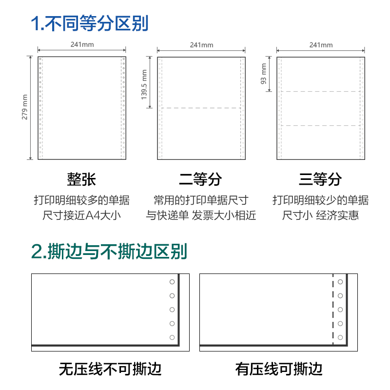 s36沙龙会莱茵河L241-1电脑打印纸(1/2S白色撕边)(1000页/盒)