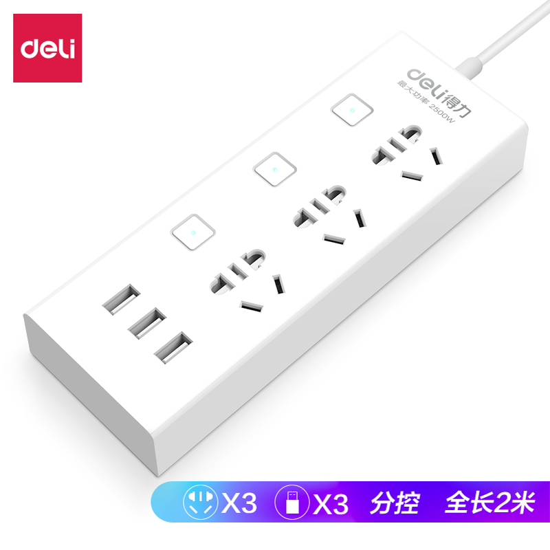 s36沙龙会18287插座_3组+3U_2米_彩盒装(白)(只)