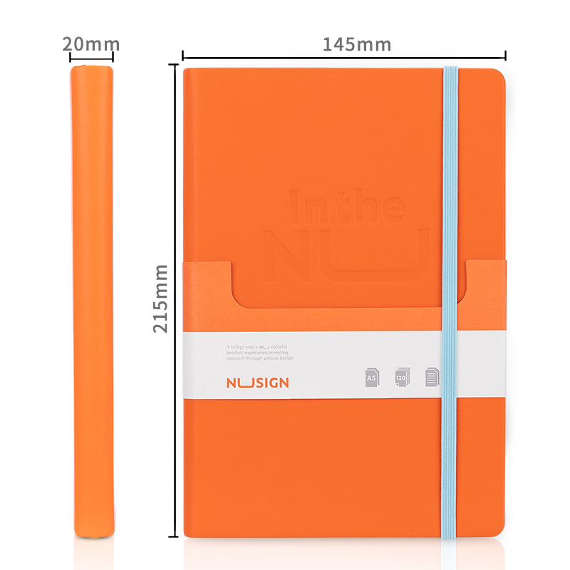 纽赛NS255绑带皮面本-A5-210mm*140mm/120张(斜阳橙)