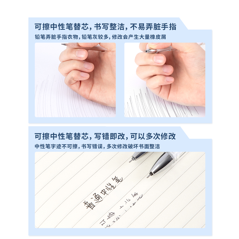 s36沙龙会A845可擦中性笔替芯0.5mm全针管(黑)(支)