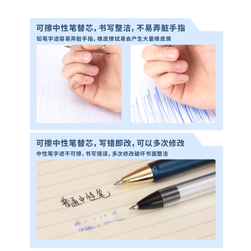 s36沙龙会A5092热敏擦按动中性笔替芯0.5mm子弹头(晶蓝)(支)