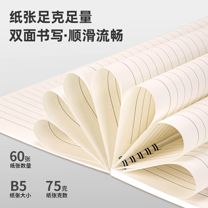纽赛NS292不咯手牛皮纸螺旋本B5-60张(混)(本)