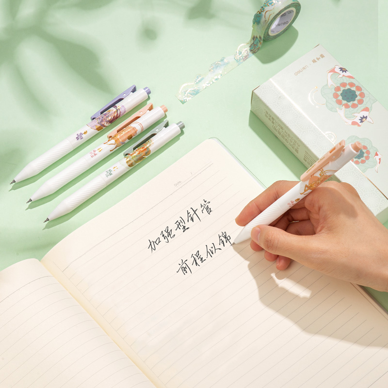 s36沙龙会A490诸事得颐速干顺滑按动学生中性笔0.5mm增强型针管(黑)(支)