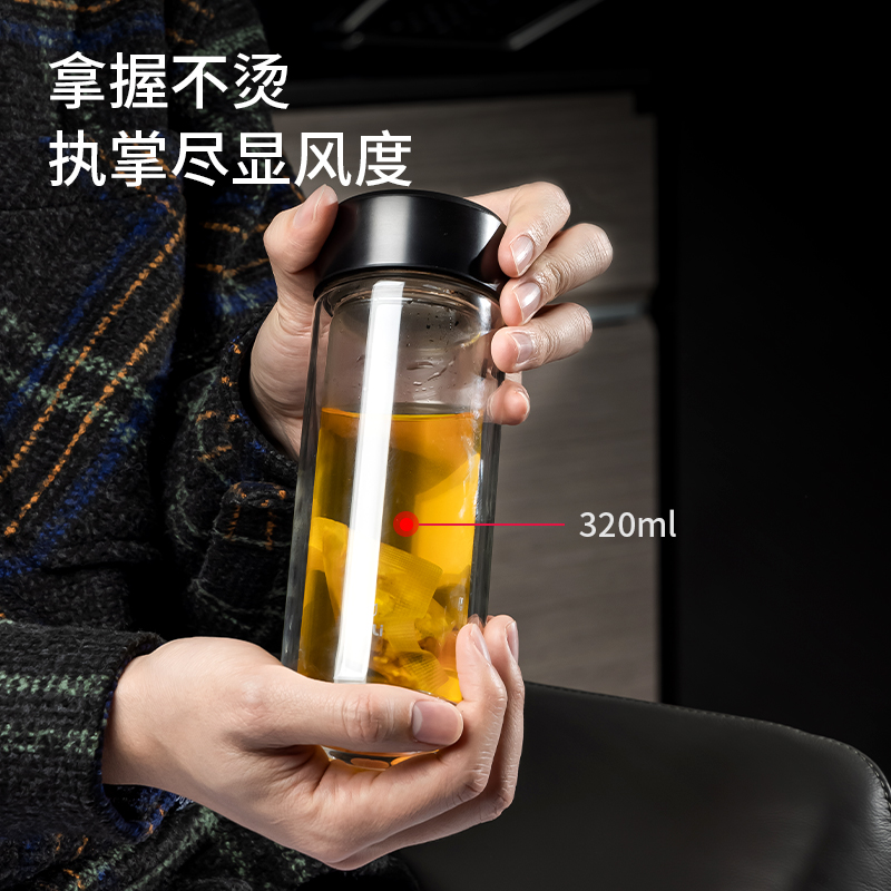s36沙龙会17660双层玻璃杯(黑)(个)