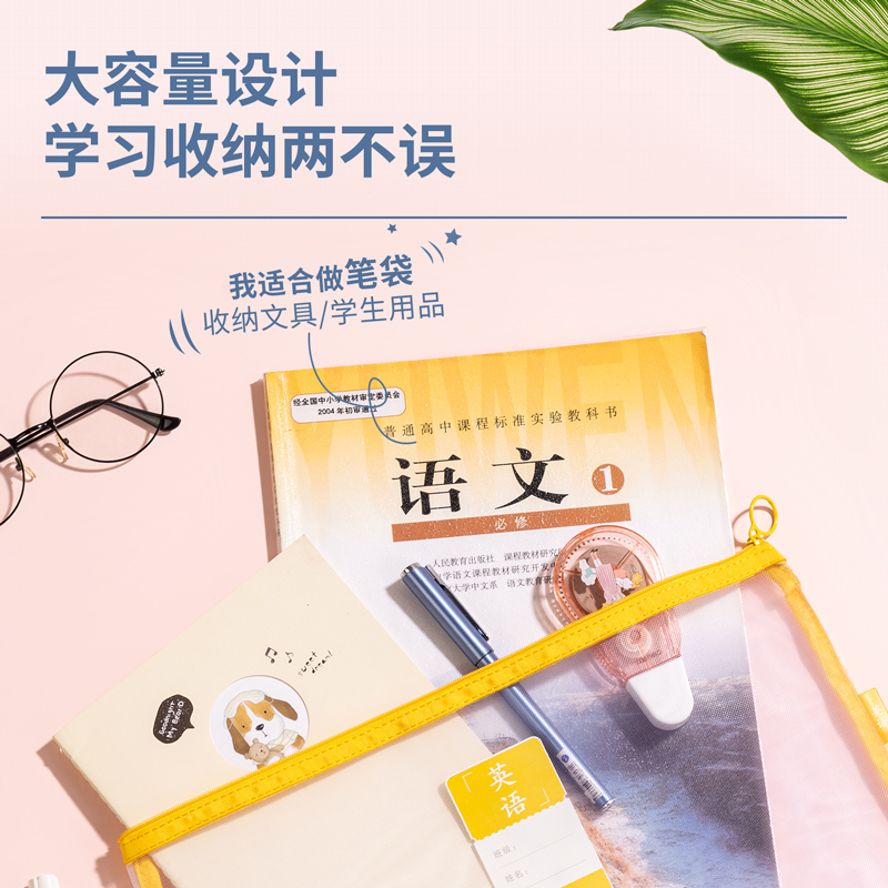 s36沙龙会73170单层学科拉链袋(黄)(个)