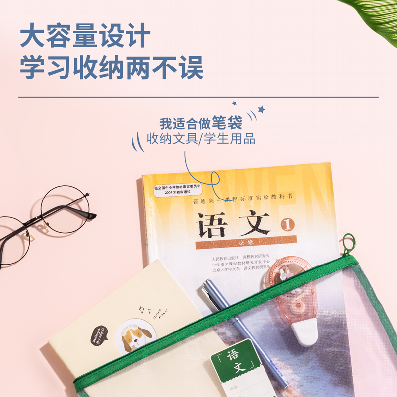 s36沙龙会73170单层学科拉链袋(绿)(个)