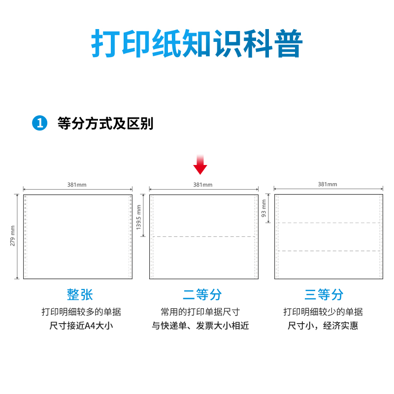 s36沙龙会塞纳河N381-1电脑打印纸(1/2S白色撕边)(1000页/盒)