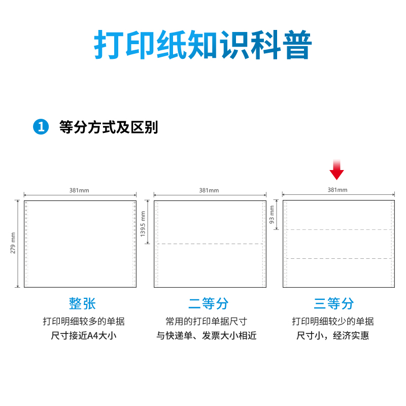 s36沙龙会塞纳河N381-5电脑打印纸(1/3CS彩色撕边)(1000页/盒)