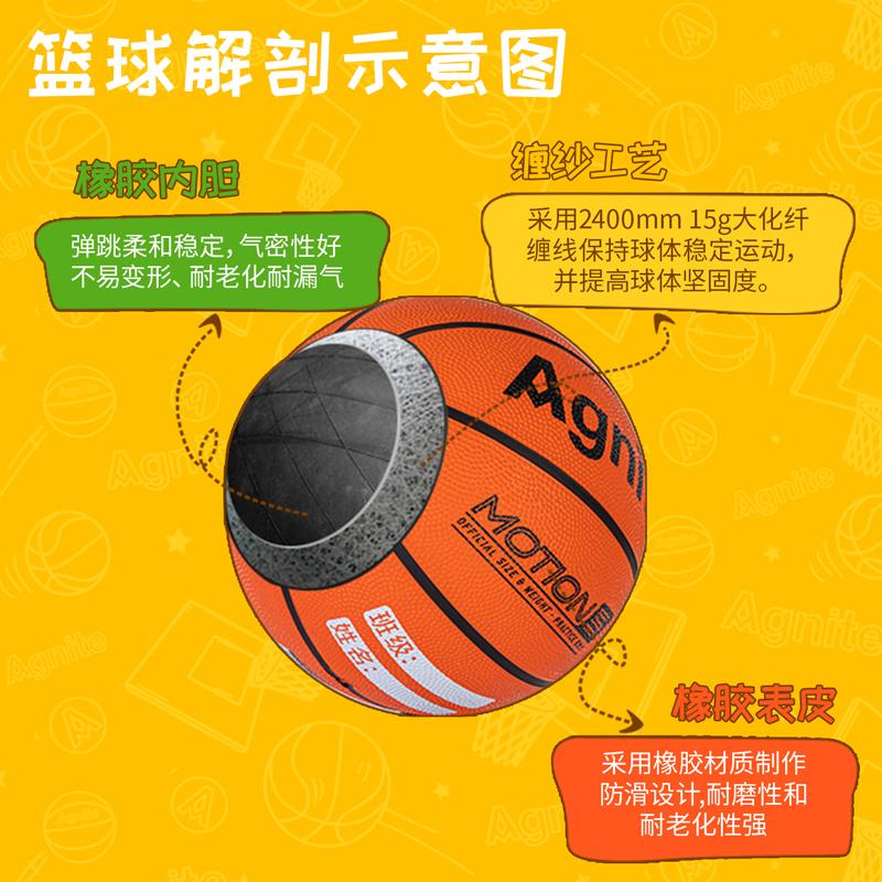 安格耐特FD900_5号纯色橡胶篮球(橙色)(个)