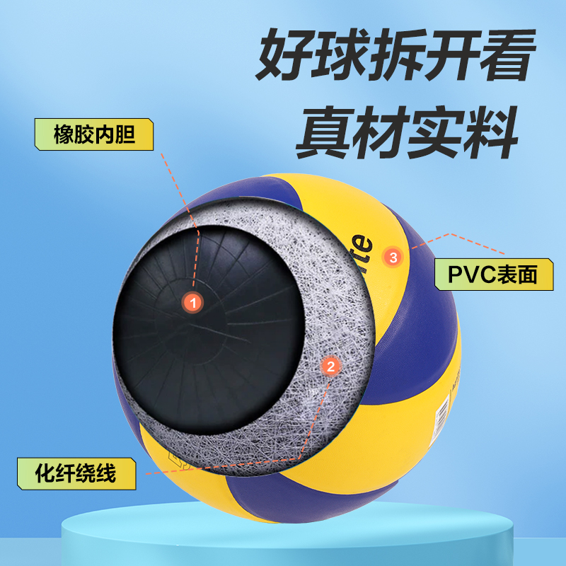 安格耐特FF901_5号PVC贴皮排球(蓝+黄)(个)