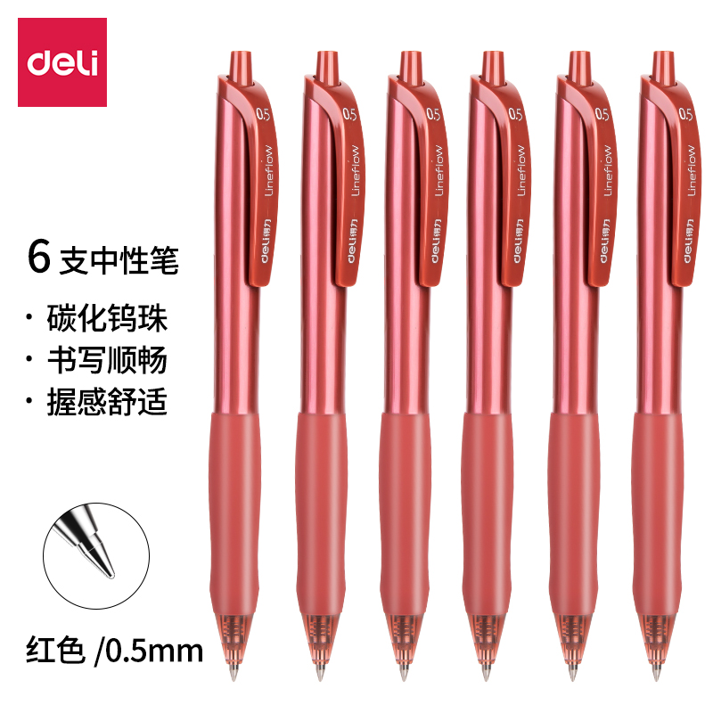 s36沙龙会S60-6臻顺滑办公中性笔0.5mm子弹头(红)(盒)
