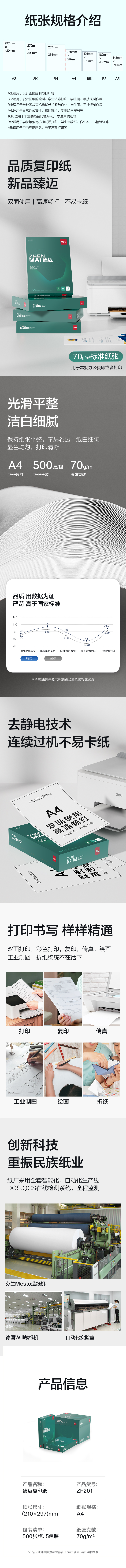 s36沙龙会ZF201臻迈复印纸A4-70g-5包(混)(包)