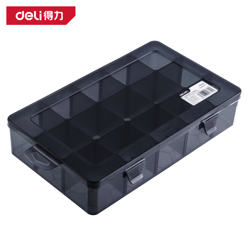 delis36沙龙会DW3420零件盒28x18x6cm15格(黑)(个)