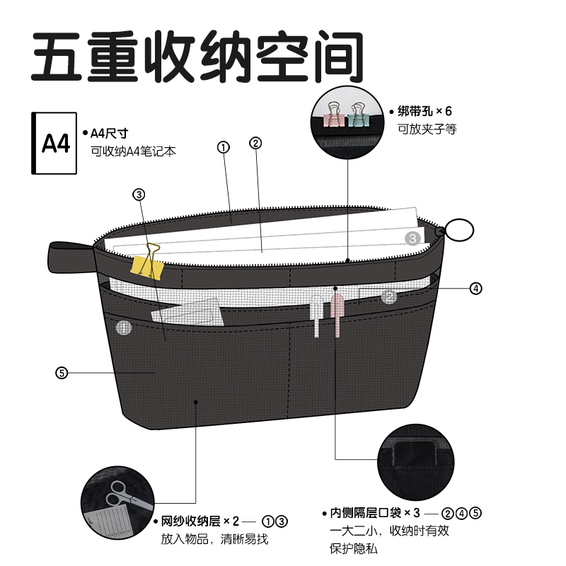 s36沙龙会BA196-A4轻韵时光系列A4拉链袋(混)(个)