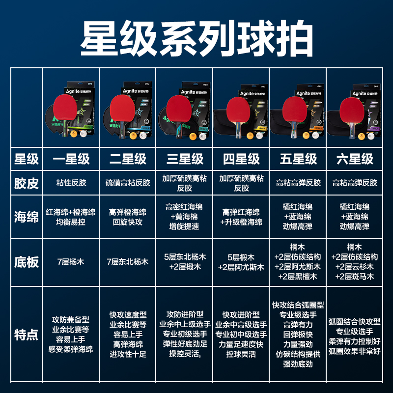 安格耐特FH252二星级乒乓球拍横拍(单只装)(混)(只)