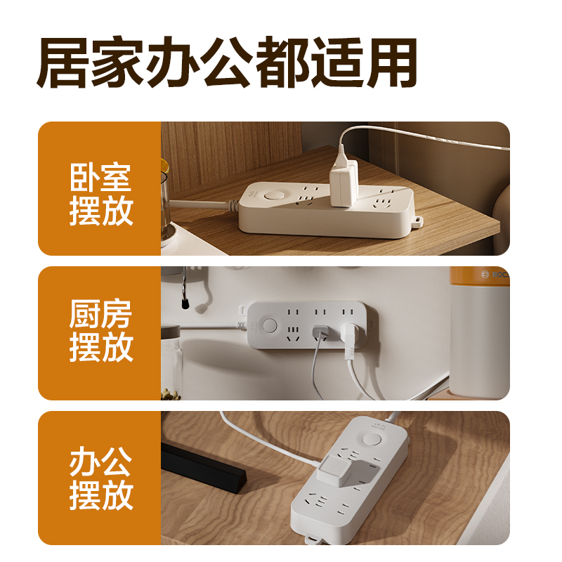 s36沙龙会LU9057(1.8)雅白系列插座_3+3_1.8米_PE袋(白)(个)