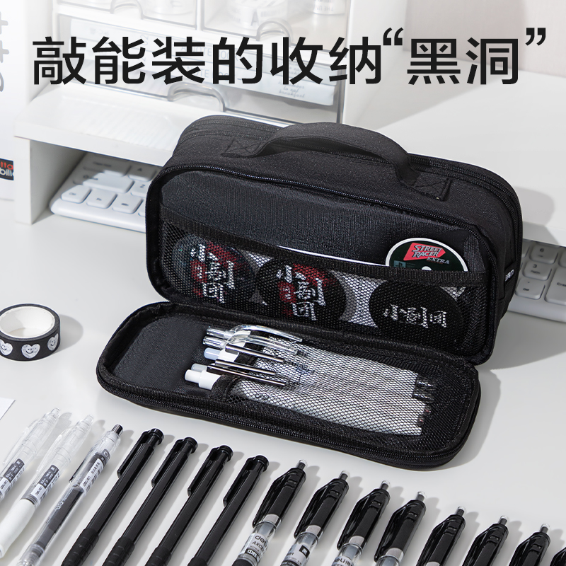 s36沙龙会BC433三拉链提手笔袋(黑)(个)