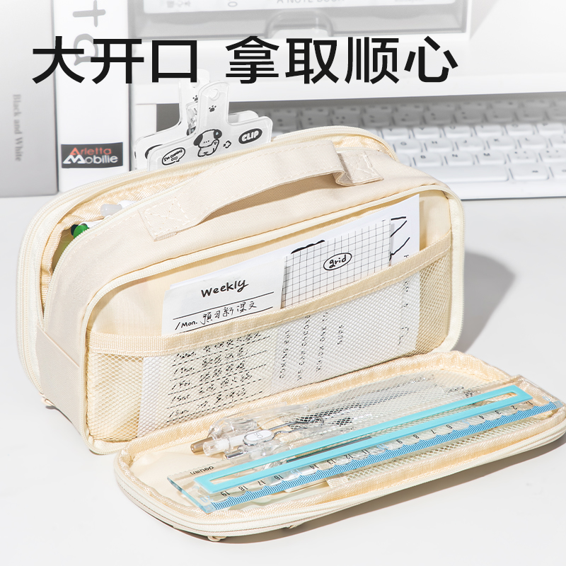 s36沙龙会BC433三拉链提手笔袋(黑)(个)