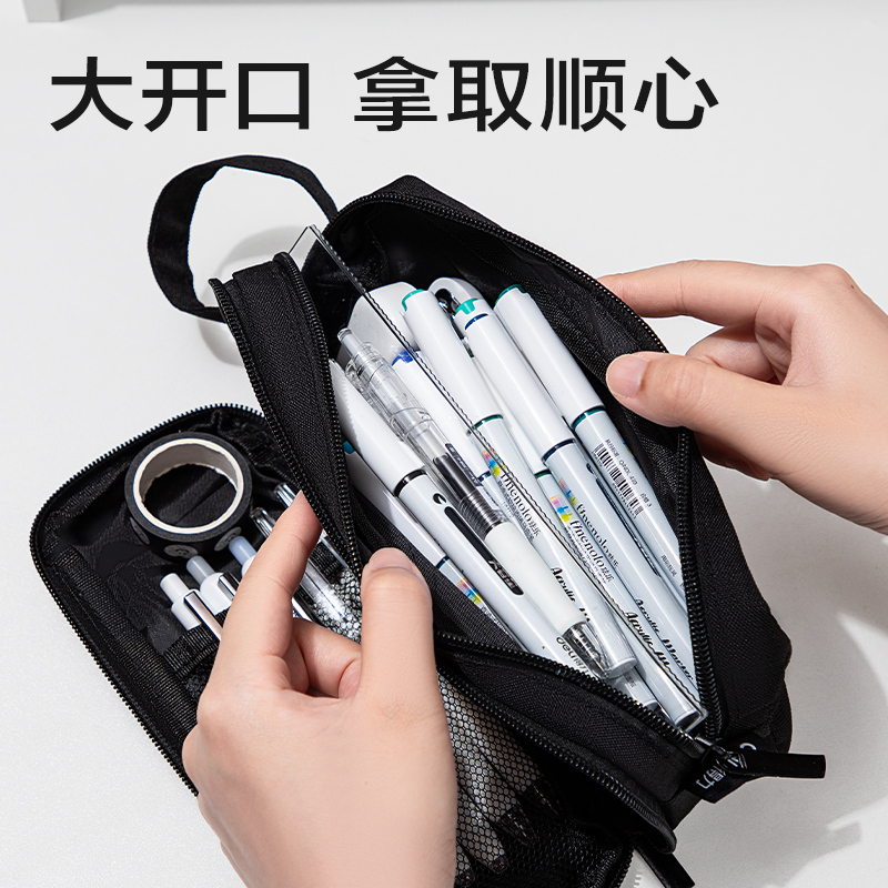s36沙龙会BC436双拉链暗痛笔袋(黑)(个)