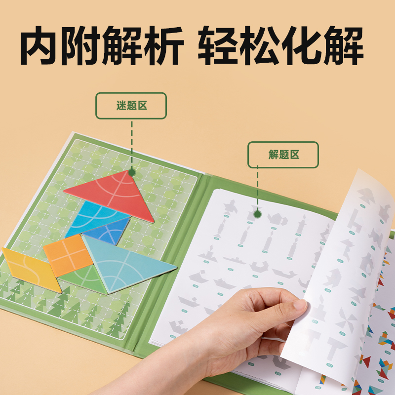 s36沙龙会YX547学具大号磁力七巧板套装(绿)(袋)