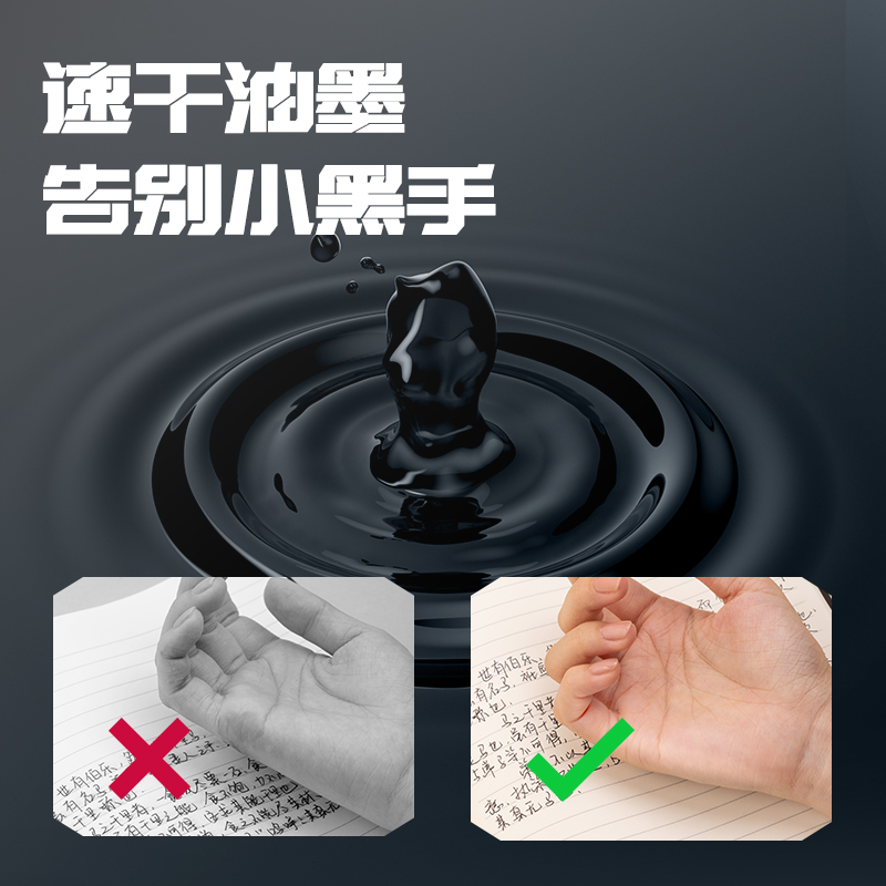 s36沙龙会SE319六边形速干中性笔替芯0.5mm双珠按动ST头(黑)(支)